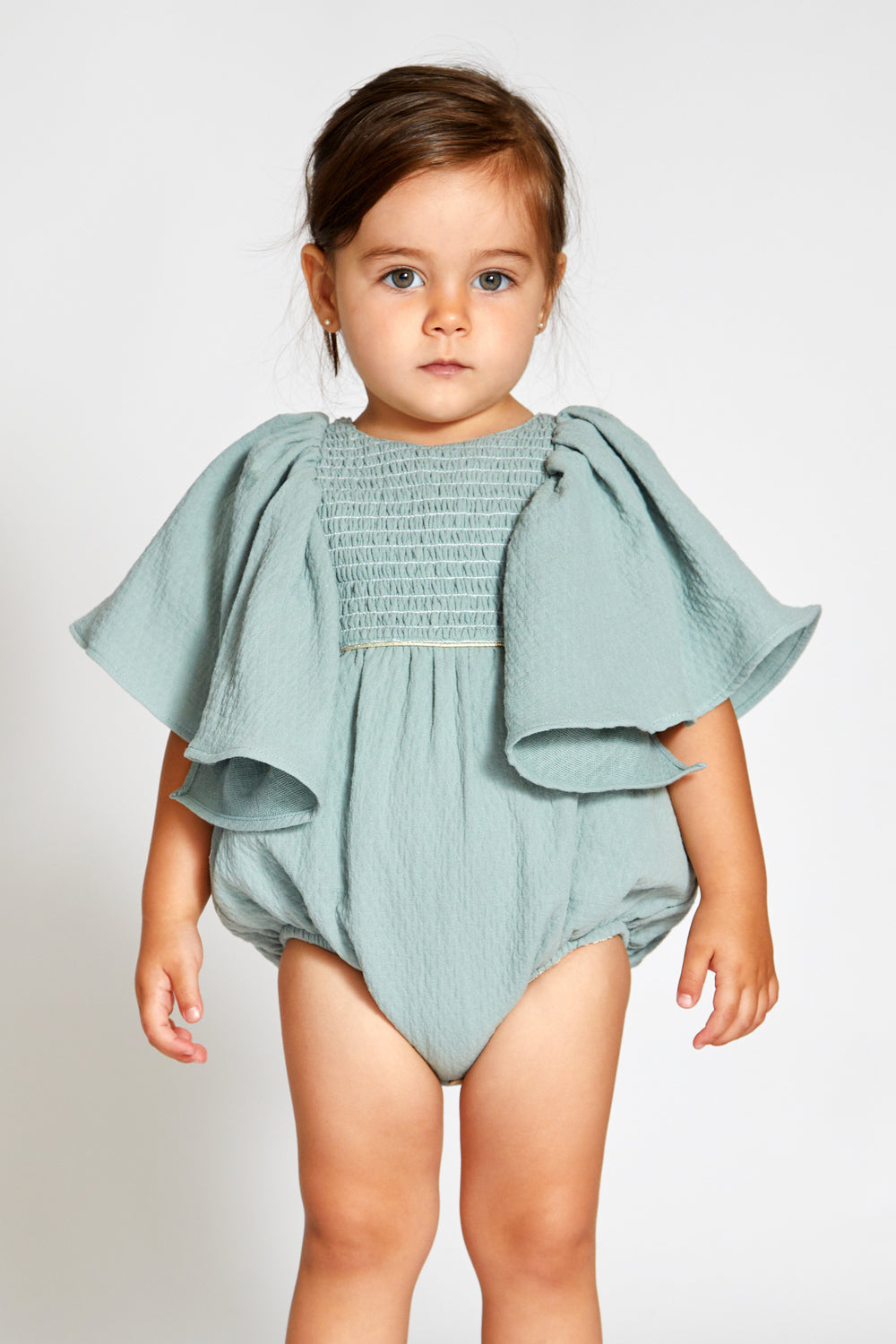 Textured Calm Puff Sleeve Romper