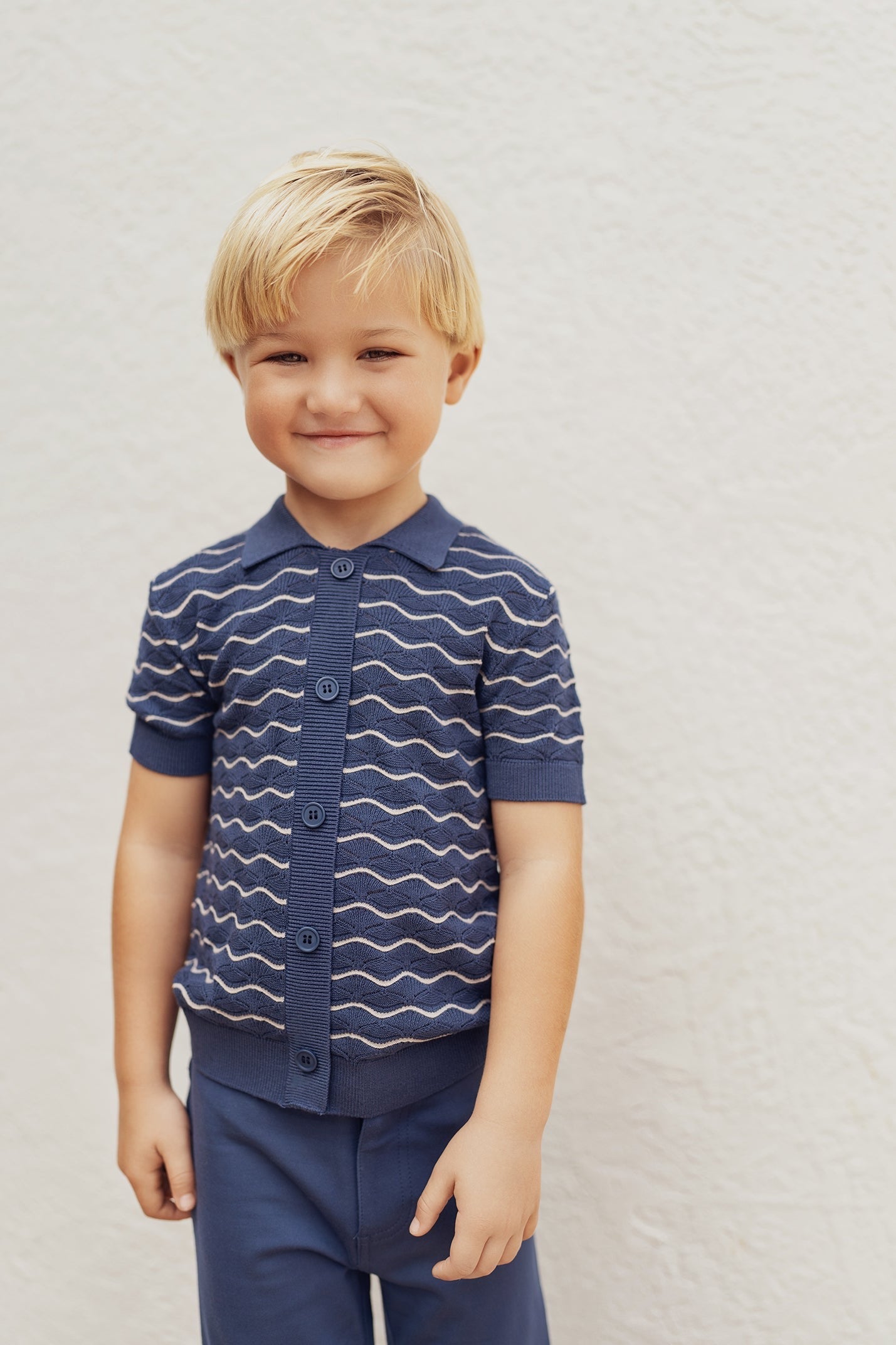 Pointelle Knitted Boys Sweater