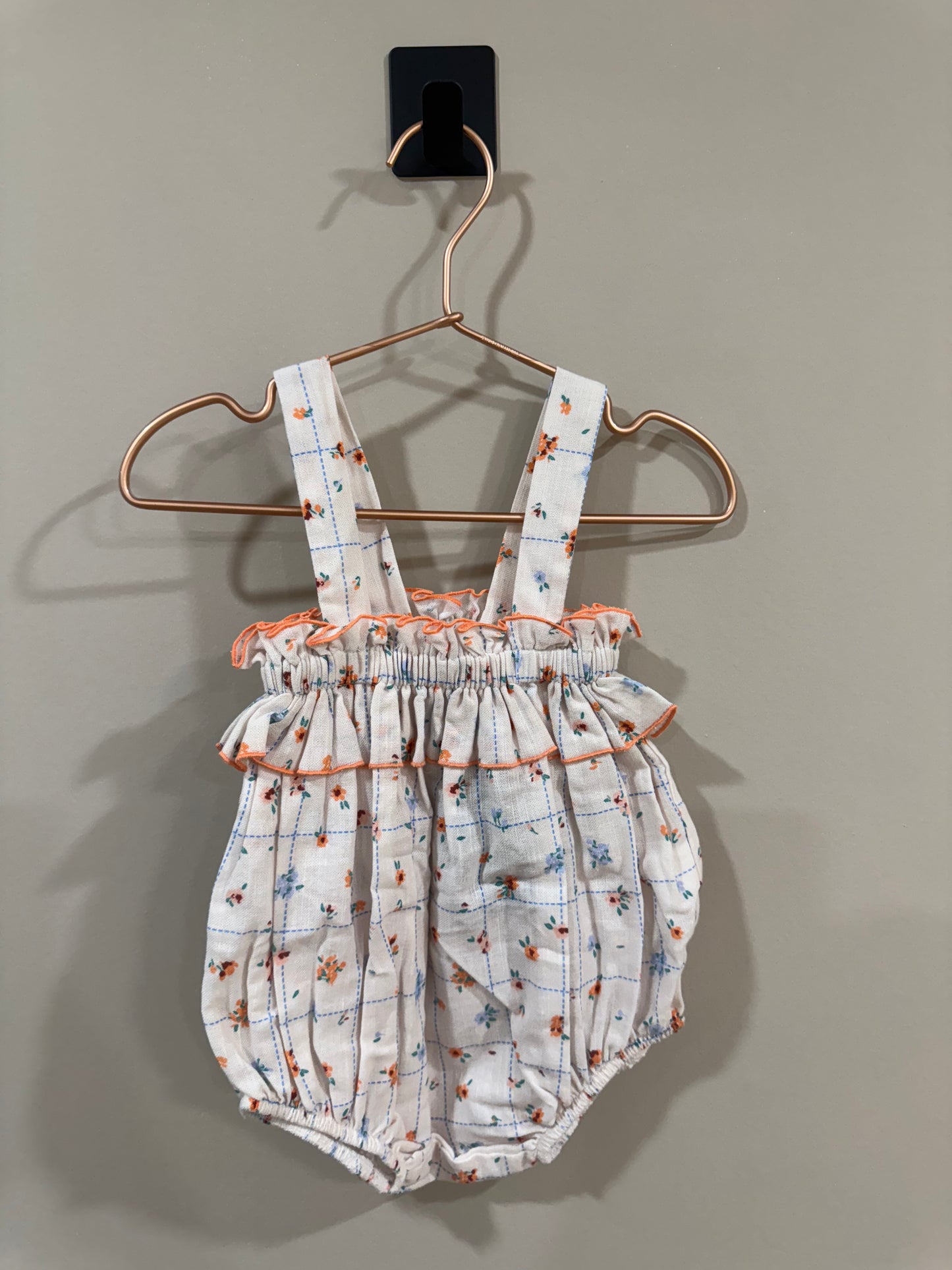 Coral Flowers Romper