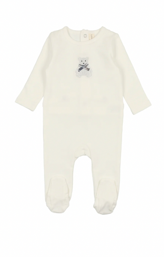 White Bear Embroidered Footie